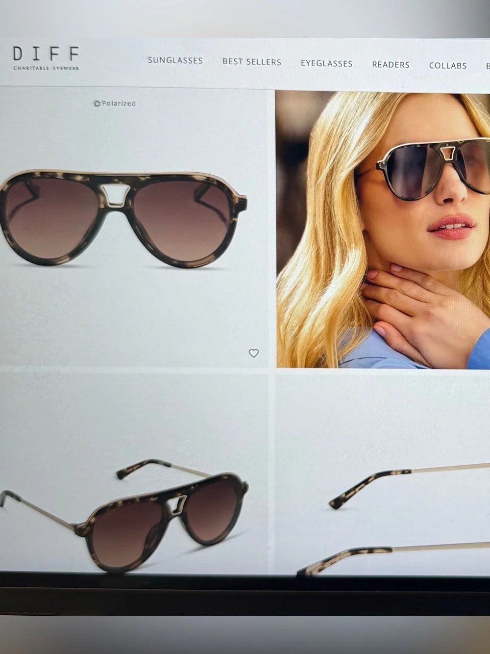 NWT DIFF Eyewear TOSCA III Oversized Espresso Tortoise Brown Polarized Sunglass